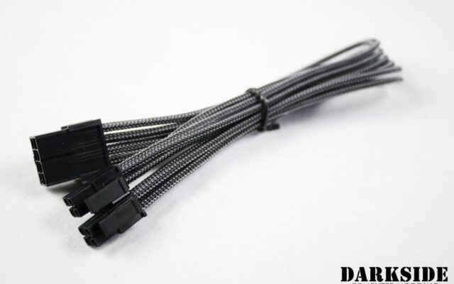 4+4 EPS 12" (30cm) HSL DarkSide Single Braid M-F Cable - Graphite Metallic